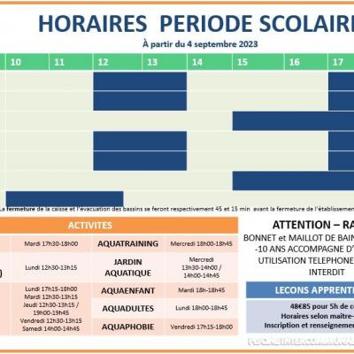 Piscine image horaires periode scolaire